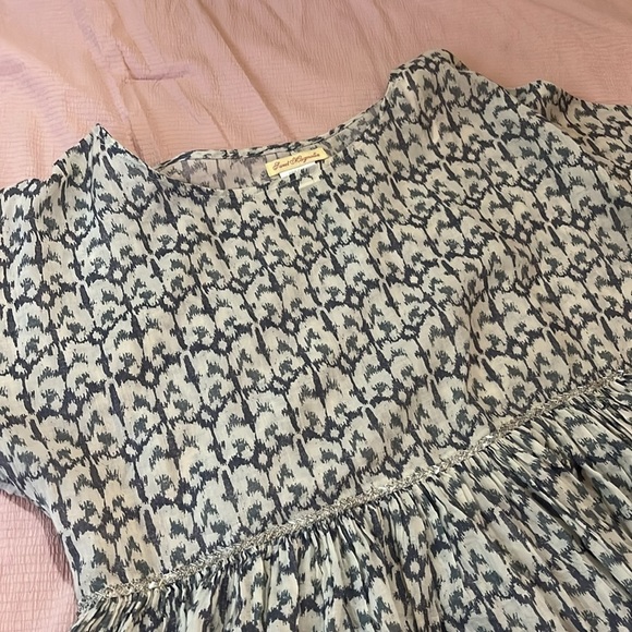 100% Cotton Leopard Beaded Short Sleeved Top Empire Waist - Picture 3 of 9